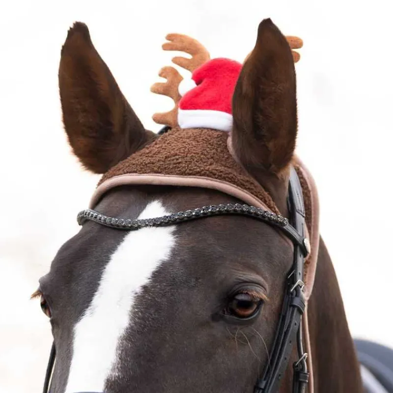 QHP Bonnet de Noël avec bois pour chevaux> Bonnet