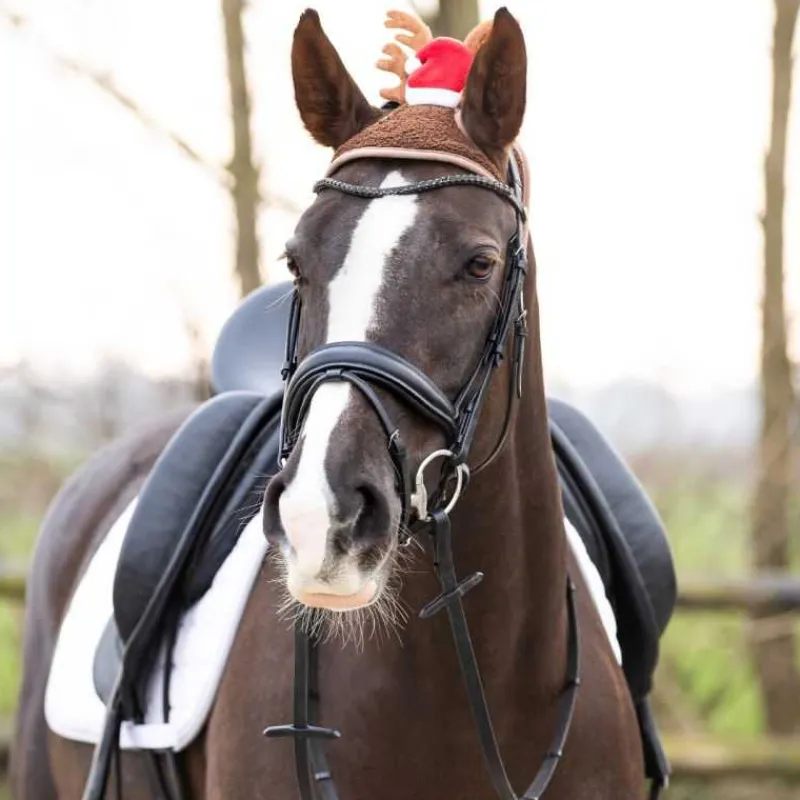 QHP Bonnet de Noël avec bois pour chevaux> Bonnet
