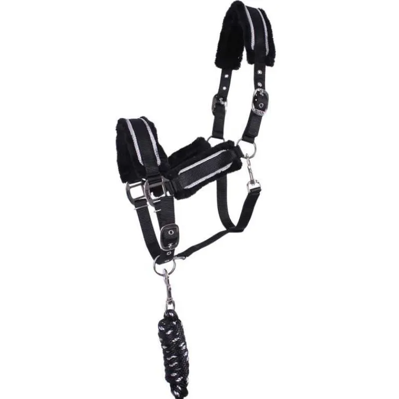 QHP Ensemble licol fourré et longe Dolci> Licol Nylon|Licol Mouton