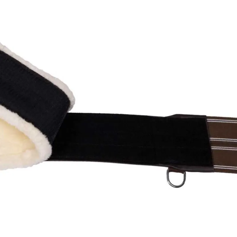 QHP Sangle bavette avec fourrure détachable> Sangle En Cuir|Sangle Bavette